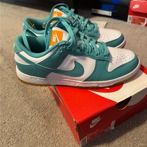 Nike Turquoise and White Low-Top Sneakers